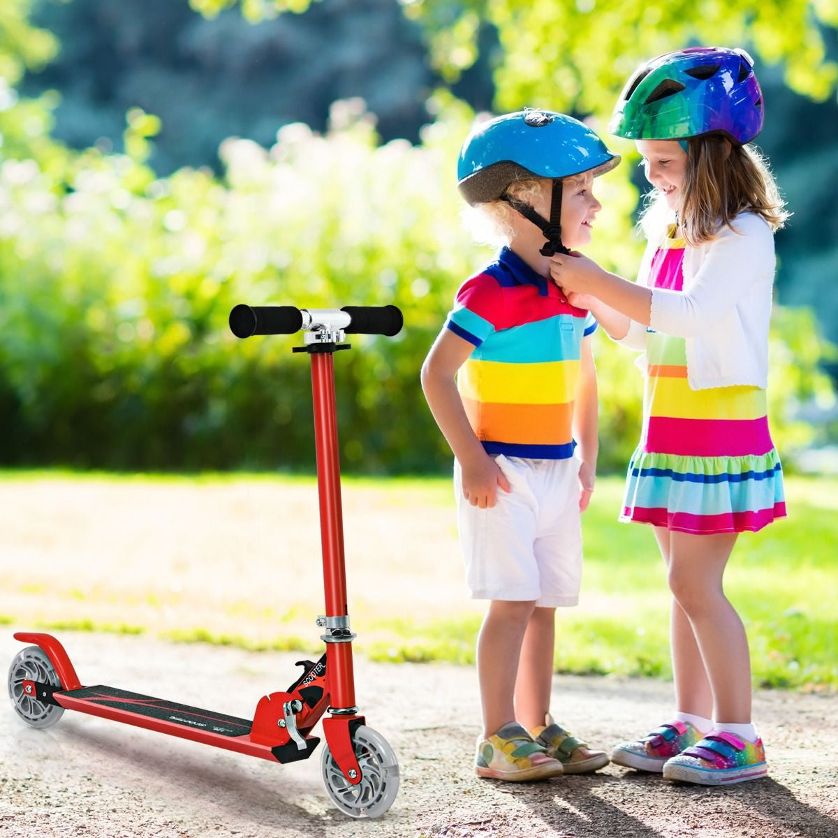 Trottinette Enfant 2 Roues Patinette Enfant Pliable Scooter Enfant Kick Avec LED Lumière Hauteur Réglable Bleu/Bleu Foncé/Rose/Rouge/Violet