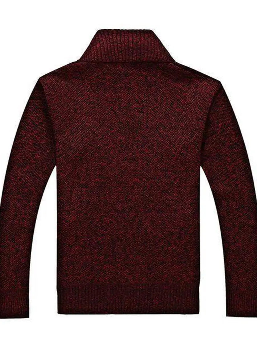 Winter Thick Men's Knitted Sweater Coat Long Sleeve Cardigan Fleece Full Zip Male Causal Plus Size Clothing for Autumn