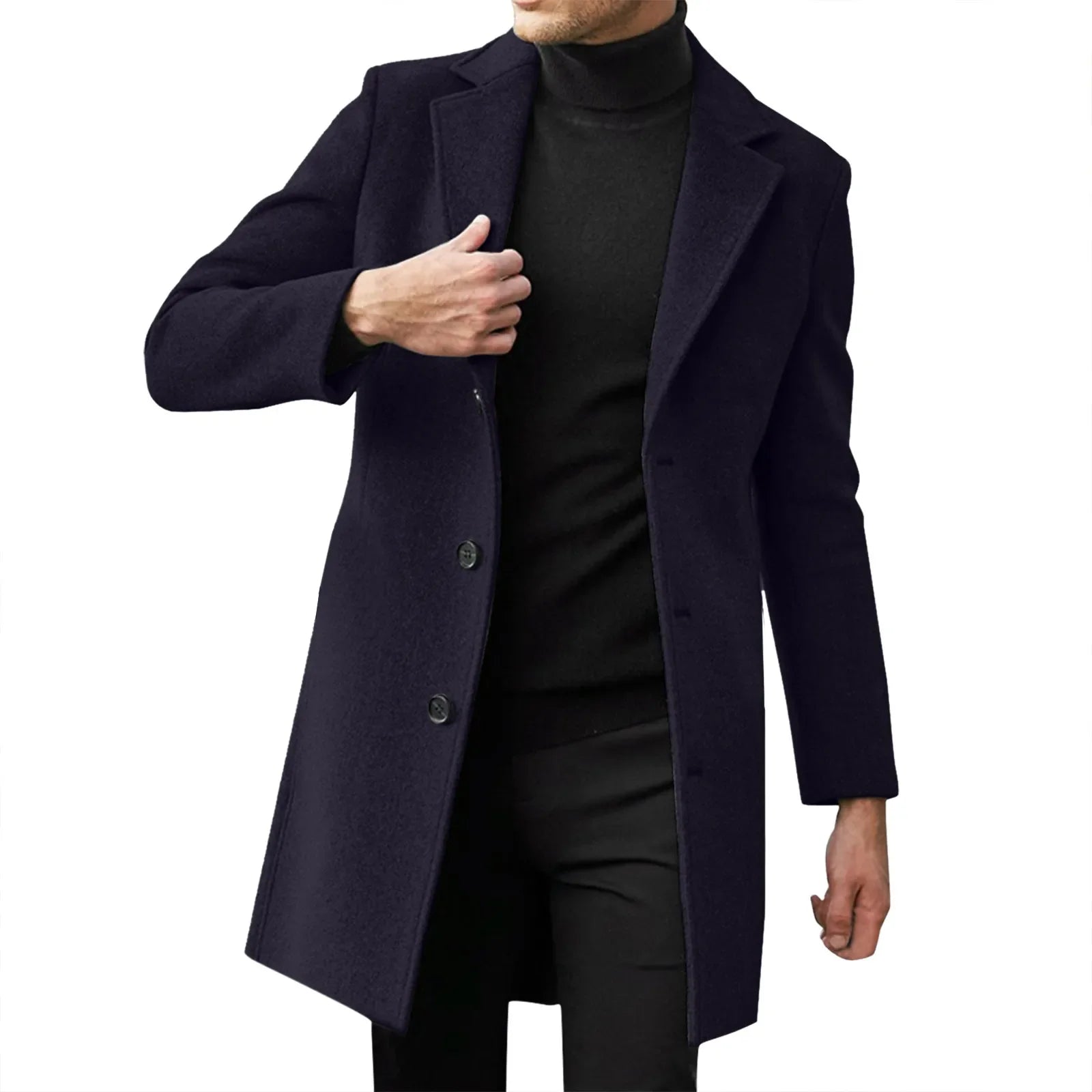 Trench-coat décontracté en laine et mélanges pour homme, style punk, idéal pour les loisirs, collection 2025