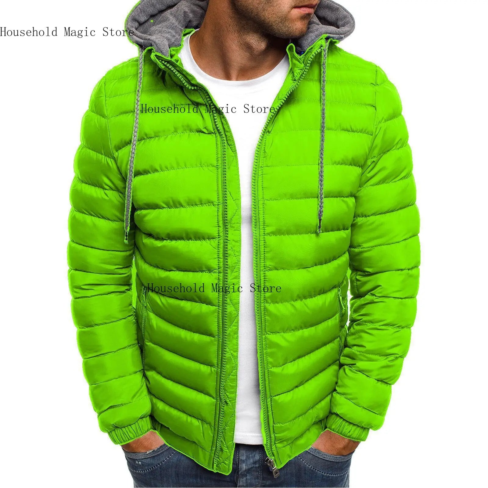 Parka en coton pour homme, manteau automne-hiver, solide et chaud, à capuche et fermeture éclair
