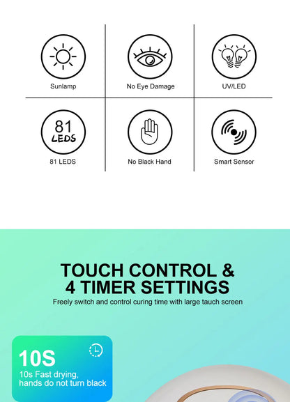 Lampe UV LED Professionnelle pour Ongles – Séchage Rapide et Polissage Gel