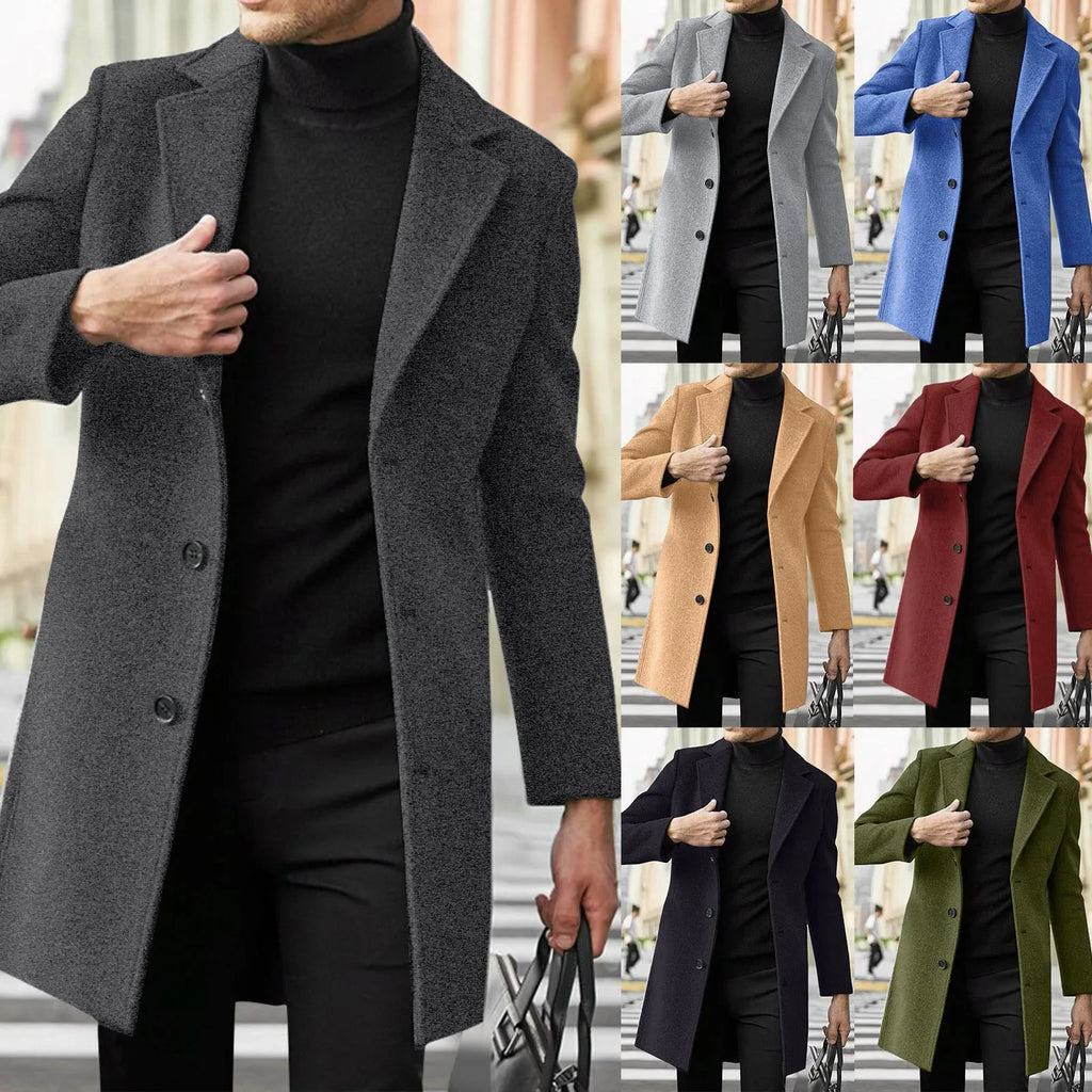 Trench-coat décontracté en laine et mélanges pour homme, style punk, idéal pour les loisirs, collection 2025