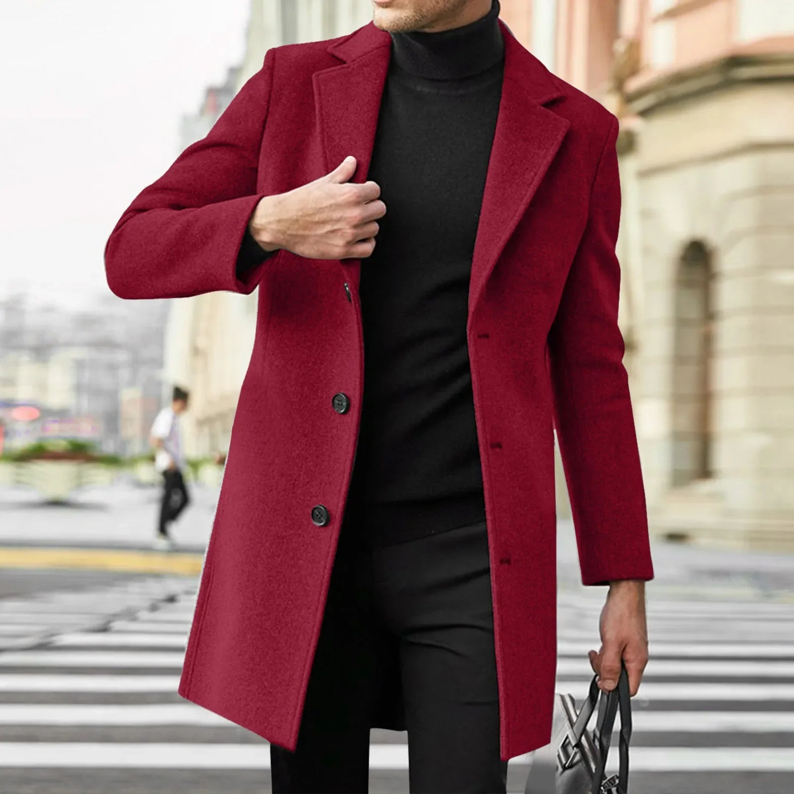 Trench-coat décontracté en laine et mélanges pour homme, style punk, idéal pour les loisirs, collection 2025