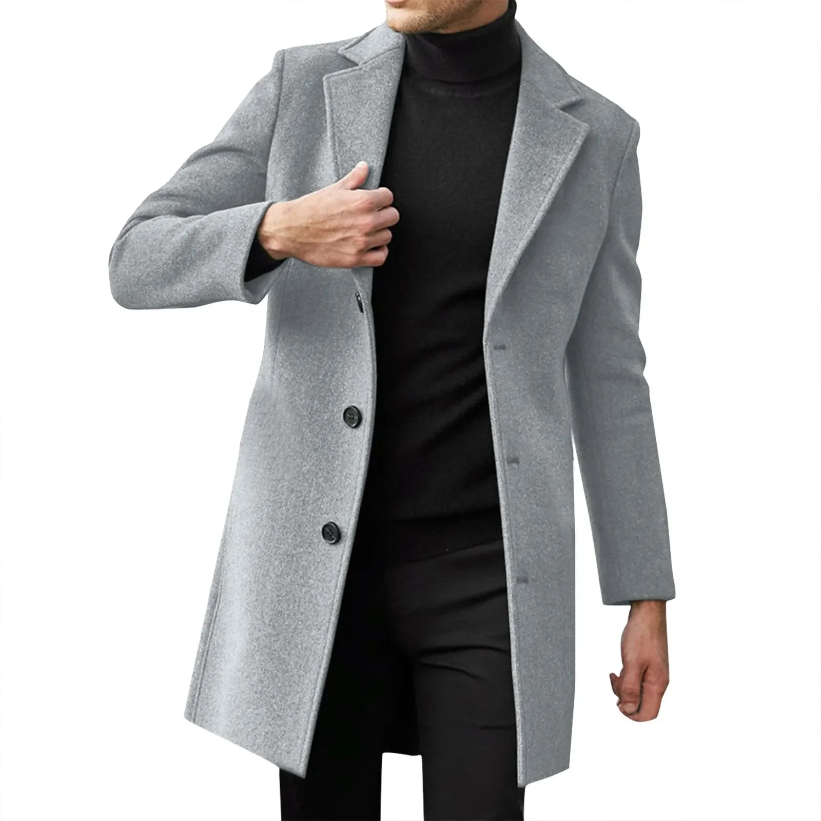 Trench-coat décontracté en laine et mélanges pour homme, style punk, idéal pour les loisirs, collection 2025
