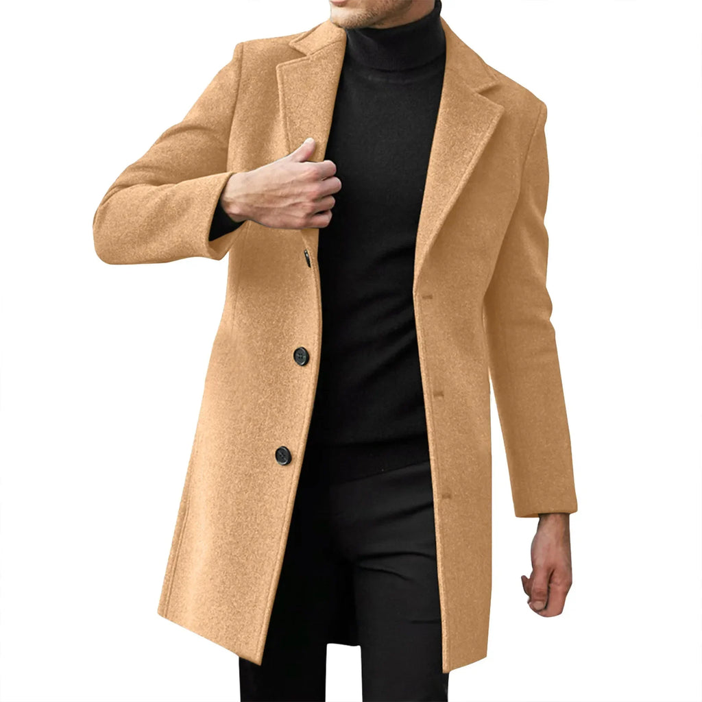 Trench-coat décontracté en laine et mélanges pour homme, style punk, idéal pour les loisirs, collection 2025