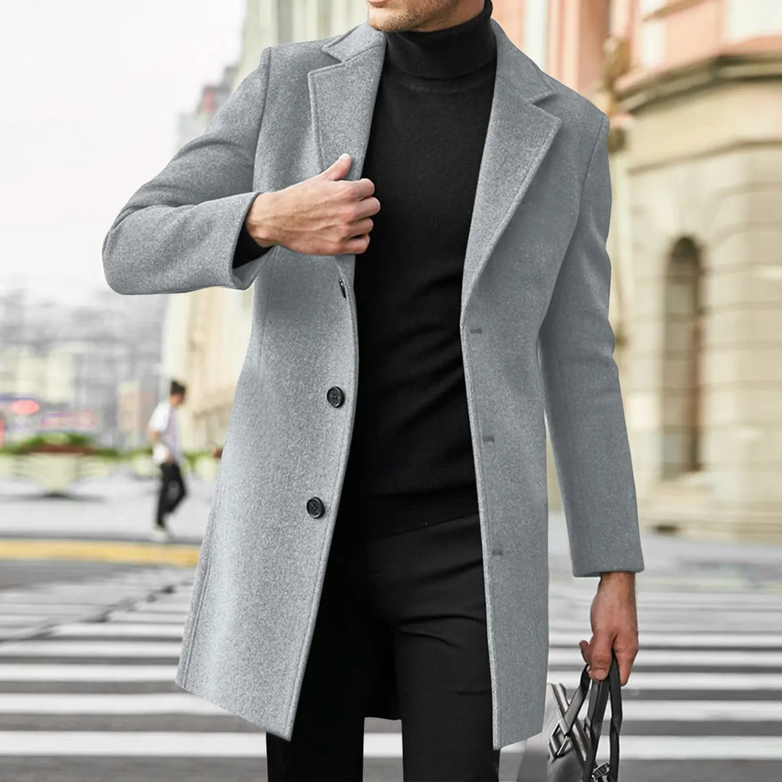 Trench-coat décontracté en laine et mélanges pour homme, style punk, idéal pour les loisirs, collection 2025