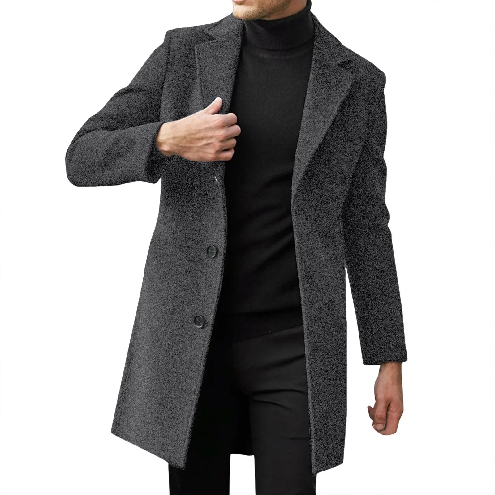 Trench-coat décontracté en laine et mélanges pour homme, style punk, idéal pour les loisirs, collection 2025