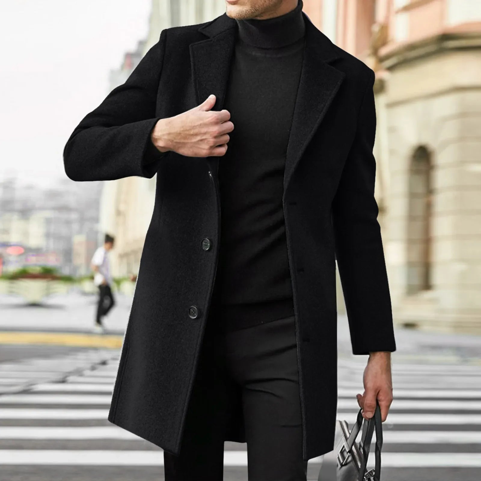 Trench-coat décontracté en laine et mélanges pour homme, style punk, idéal pour les loisirs, collection 2025