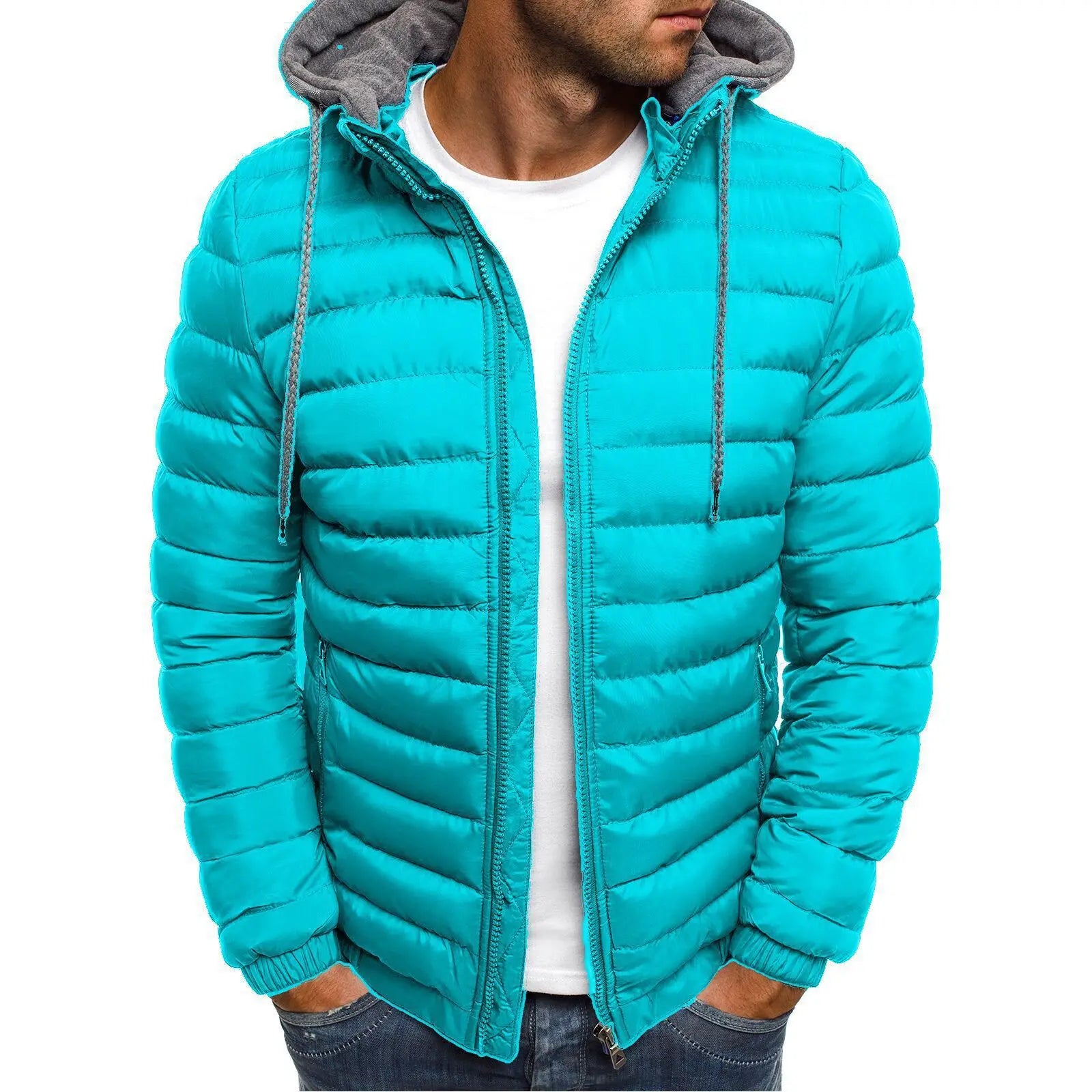 Parka en coton pour homme, manteau automne-hiver, solide et chaud, à capuche et fermeture éclair