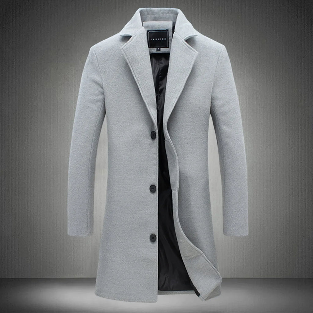 Trench-coat décontracté en laine et mélanges pour homme, style punk, idéal pour les loisirs, collection 2025