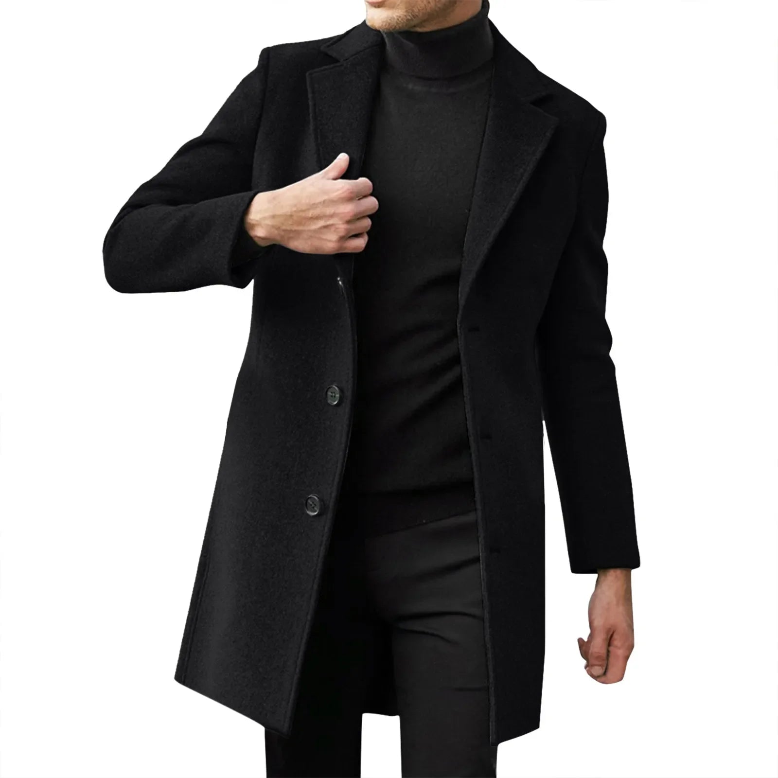Trench-coat décontracté en laine et mélanges pour homme, style punk, idéal pour les loisirs, collection 2025