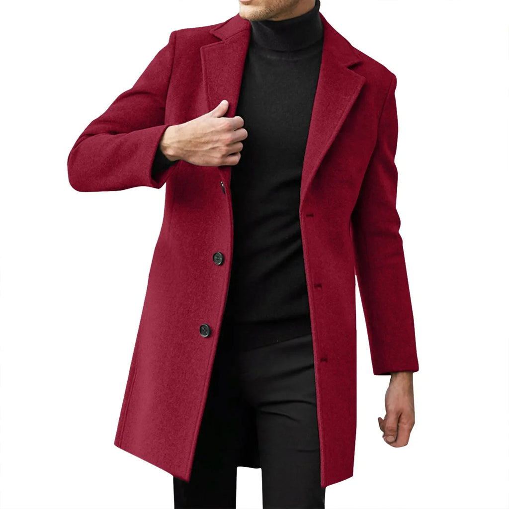Trench-coat décontracté en laine et mélanges pour homme, style punk, idéal pour les loisirs, collection 2025