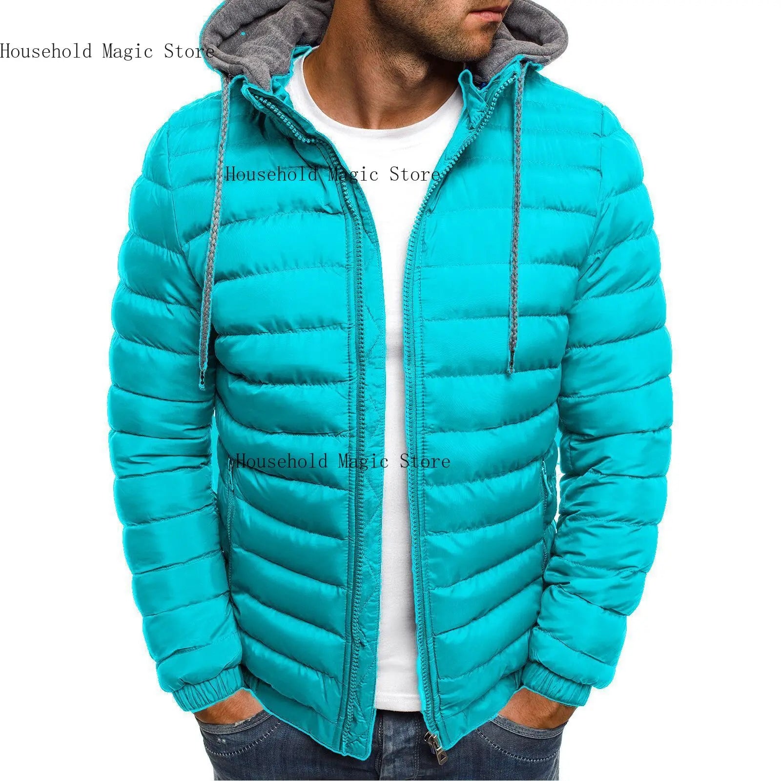 Parka en coton pour homme, manteau automne-hiver, solide et chaud, à capuche et fermeture éclair