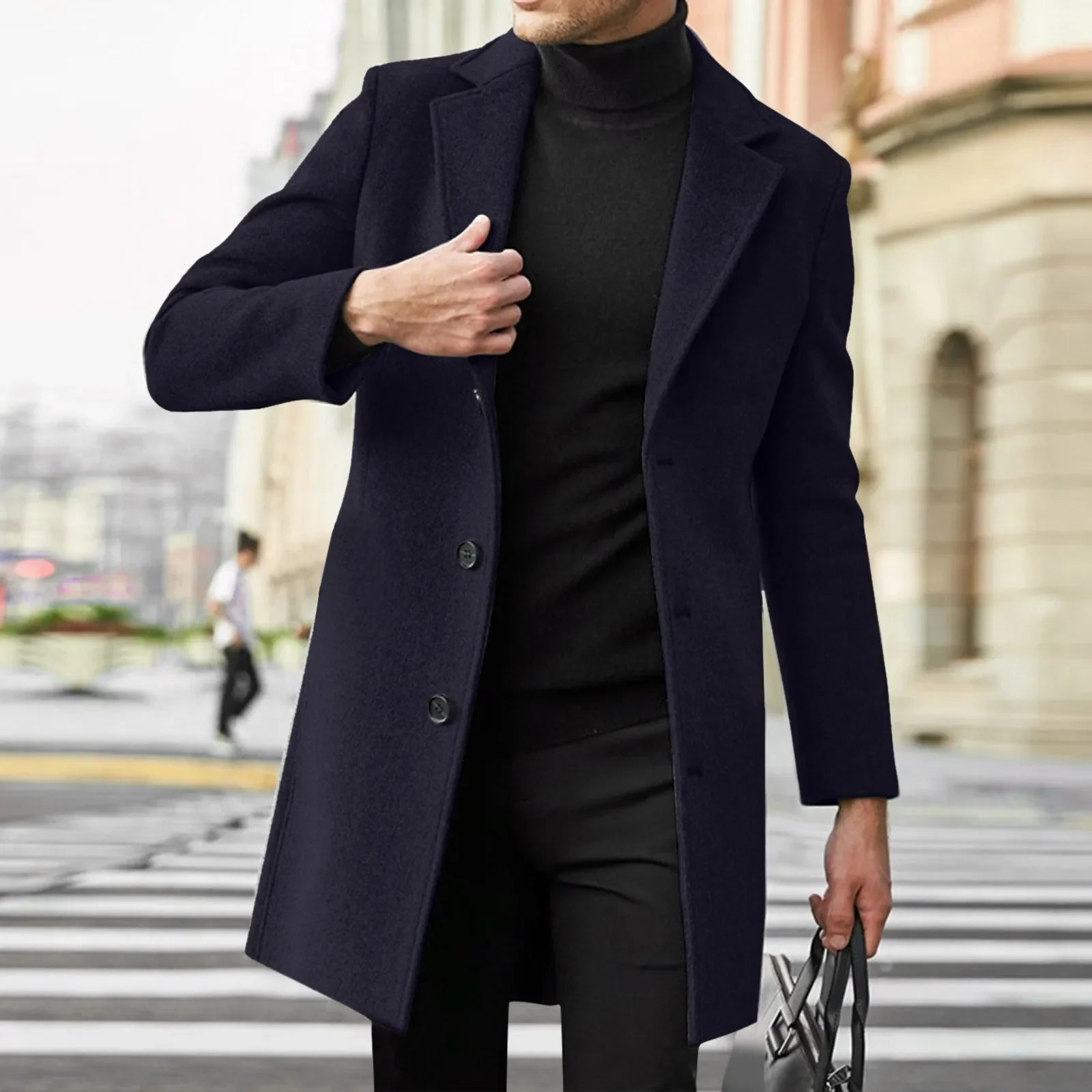 Trench-coat décontracté en laine et mélanges pour homme, style punk, idéal pour les loisirs, collection 2025