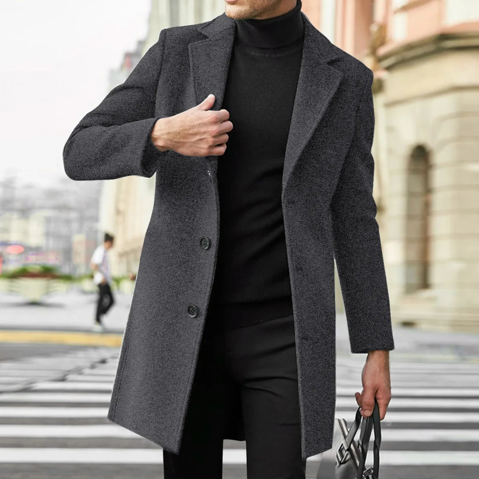 Trench-coat décontracté en laine et mélanges pour homme, style punk, idéal pour les loisirs, collection 2025
