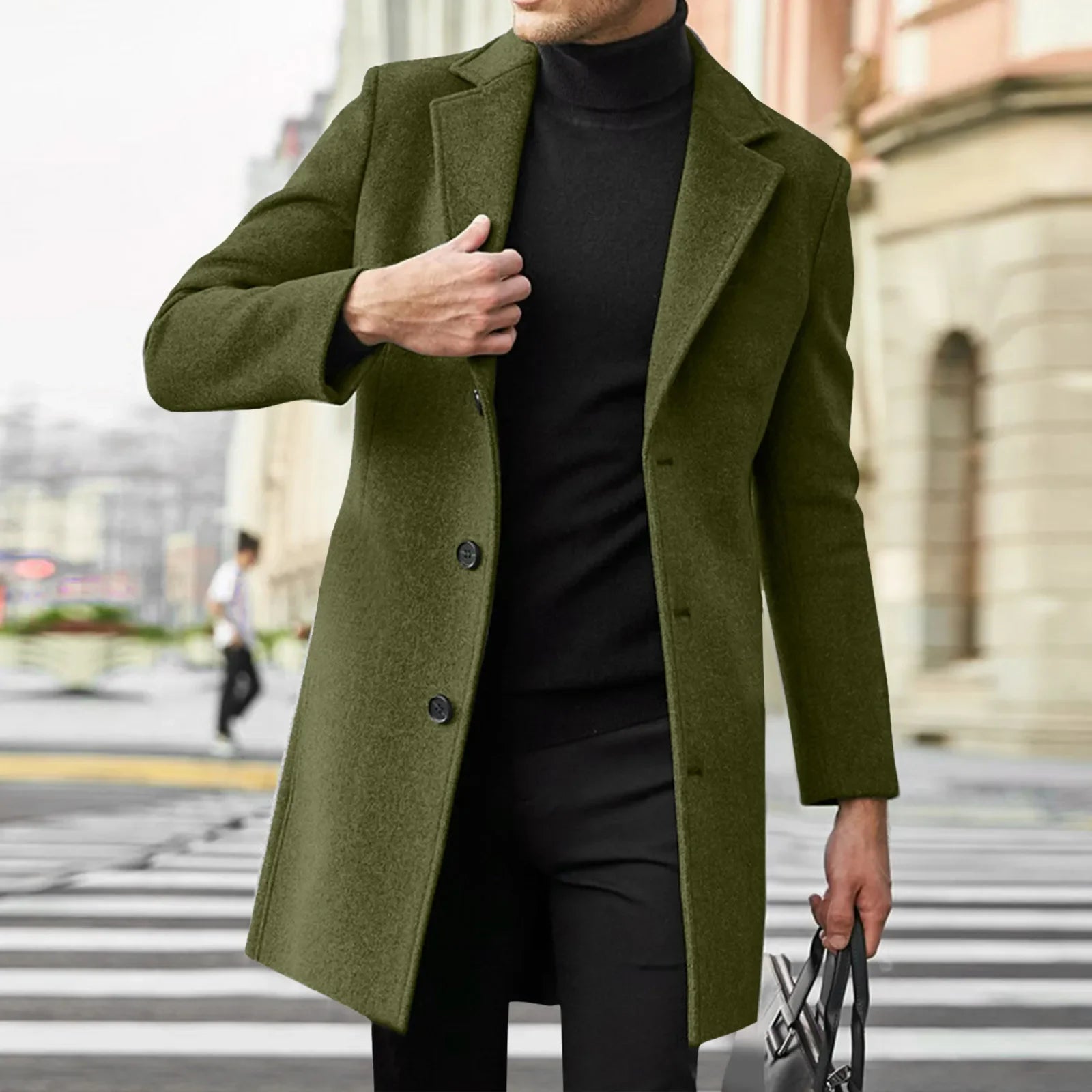 Trench-coat décontracté en laine et mélanges pour homme, style punk, idéal pour les loisirs, collection 2025