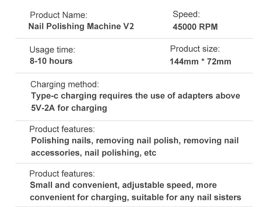 Ponceuse à Ongles Électrique Portable 45 000 RPM – Rechargeable et Silencieuse