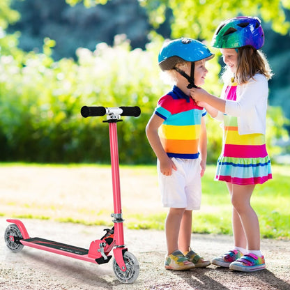 Trottinette Enfant 2 Roues Patinette Enfant Pliable Scooter Enfant Kick Avec LED Lumière Hauteur Réglable Bleu/Bleu Foncé/Rose/Rouge/Violet